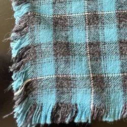 Vintage Mid Century Blue / Black Plaid Wool Neck Scarf
