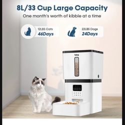 Automatic Cat Feeders - 8L/33 Cups Dog Food Dispenser with Lock Lid &Desiccant Bag - Programmable Timed Cat Feeder with 20s Voice Recorder - Portion C
