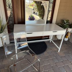 IKEA Alex 2 Drawer Desk,  Chair, And Mirror $120