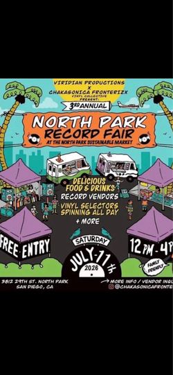 Saturday July 11th North Park  vinyl fair