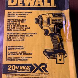 DEWALT  Xr 20-volt Max 1/4-in Variable Speed Brushless Cordless Impact Driver (Tool Only)