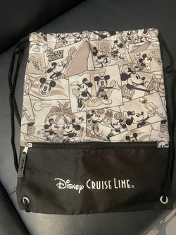 This Disney Cruise Line DCL Ships Comics Mickey Minnie Drawstring Backpack Bag