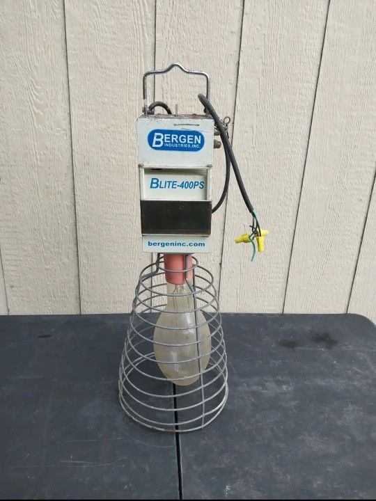 BERGEN Blite-400PS Portable 400 Watt Heavy Duty Hanging Plug-in Work Light with Wire Cage