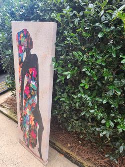 Tall Floral Silhouette Woman Canvas Wall Art