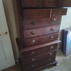 1930 Or 50 Highboy Dresser With Dove Tail , And Night Stand