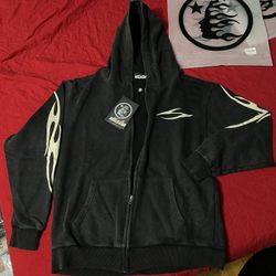 Hellstar Black Washed Zip Up Hoodie Size L & M