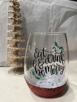 Christmas wine glass