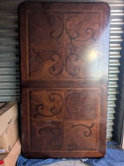 Large Wood Dining Table Top with Inlay with chairs