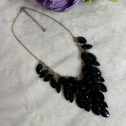 Boutique Gold and Black Leaf Necklace