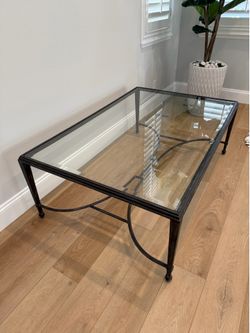 Metal and glass coffee table