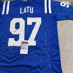 Laiatu Latu Signed Autograph Custom Jersey - JSA COA - Indianapolis Colts
