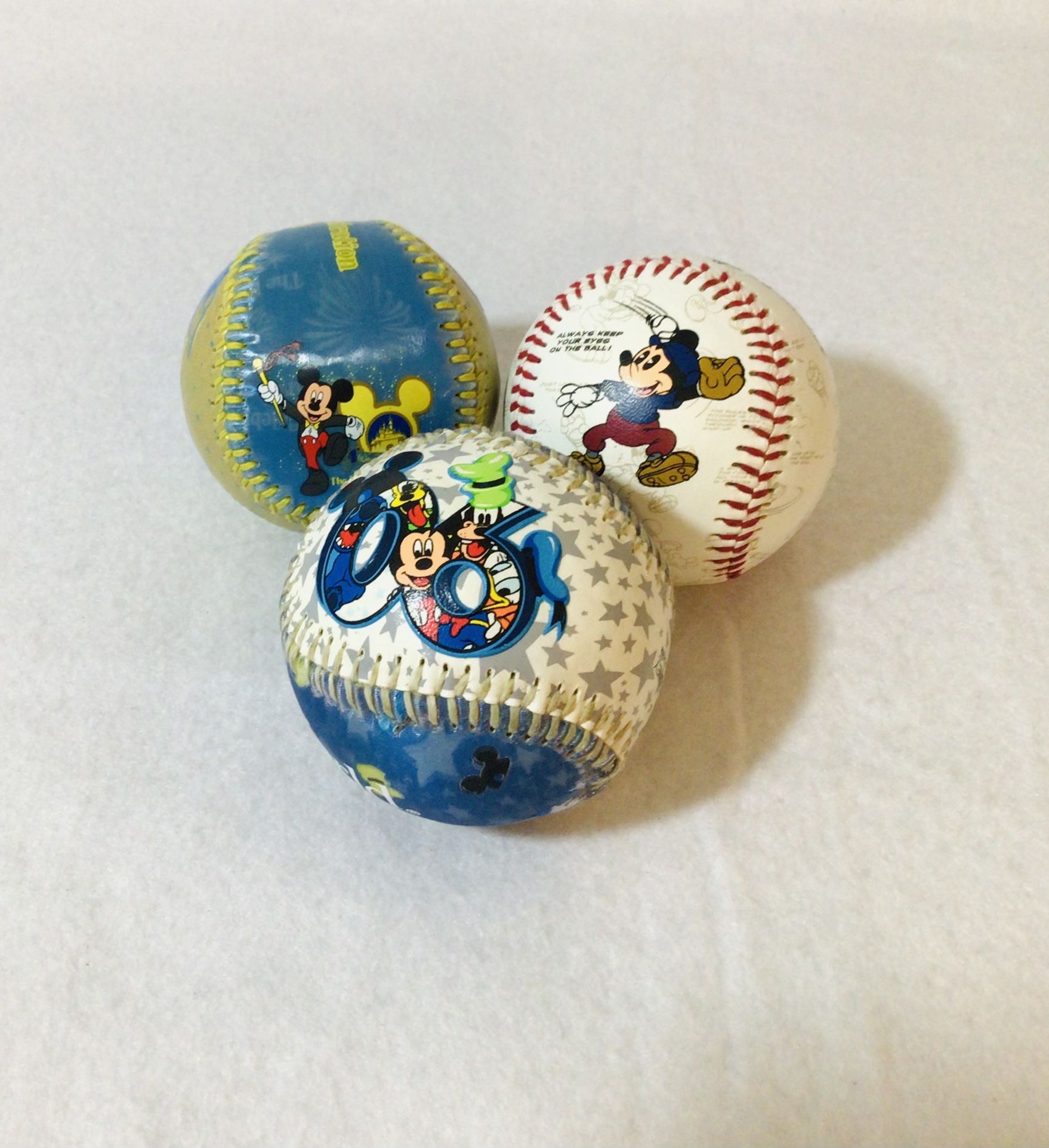 Lot Of 3 Disney World Mickey Mouse Souvenir Baseballs