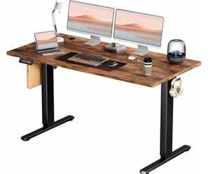 
55" x 24" Electric Height Adjustable Standing Desk with Memory Presets, Ergonomic Sit-to-Stand Desk for Home Office, Rustic Brown