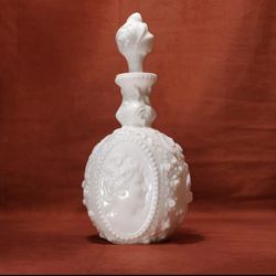 Antique Fostoria Milk Glass Jenny Lind Cologne Bottle