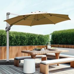 11ft Cantilever Umbrella Round Beige With Cross Base,new