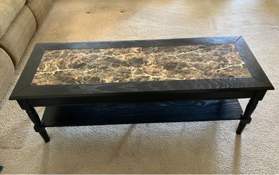 4-Piece Black and Faux Marble Furniture Set