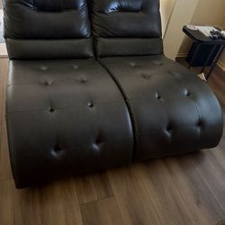 Faux leather chaise loungers