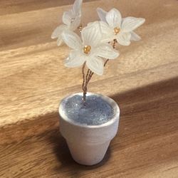 Handmade Miniature Beaded Flower In Pot 