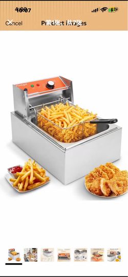Commercial Deep Fryer with Basket 6-12L Capacity Adjustable Temperature and Timer Stainless Steel With lid Suitable for home/commercial/camping/outdoo