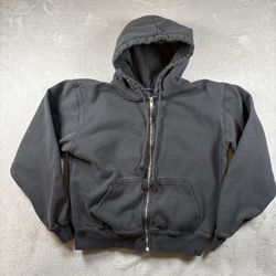 Brandy Melville Hoodie Womens One Size Black Full Zip Fade Long Sleeve #3117