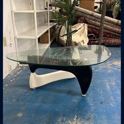 Vintage Black and White Coffee Table or Sofa Table Glass Top 1970s