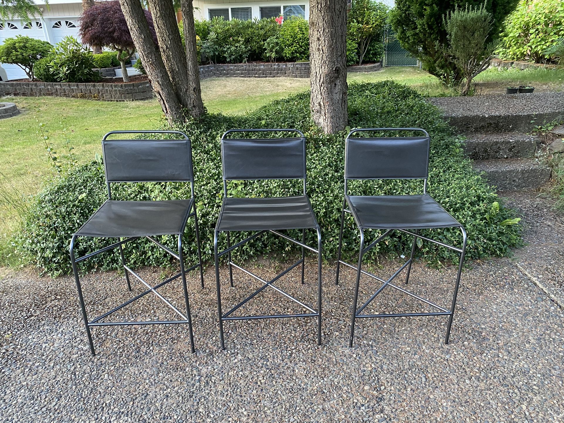 Leather Barstools Set
