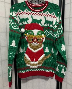 Ugly cat Christmas Sweater Mens Small