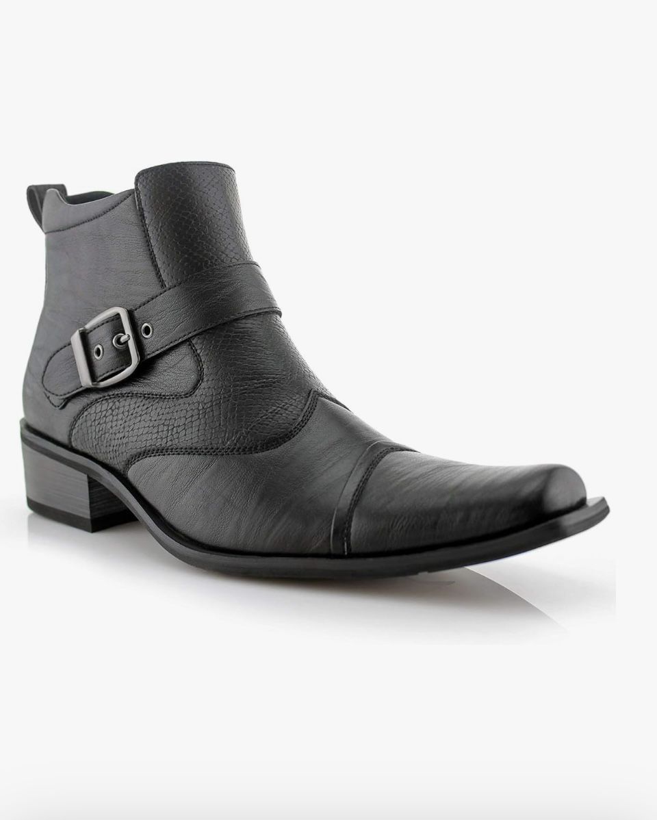 Ferro Aldo Alejandro MFA606326 Mens Memory Foam Casual High Western Buckle Strap Ankle Dress Boots
