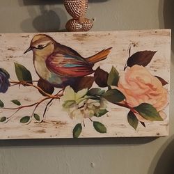 Resting Bird On A Rose  Hand Crafted 