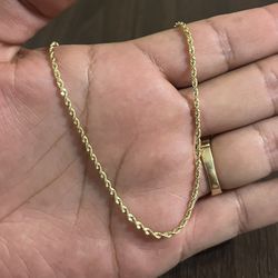 14K Gold Solid Rope Chain 16 Inches 