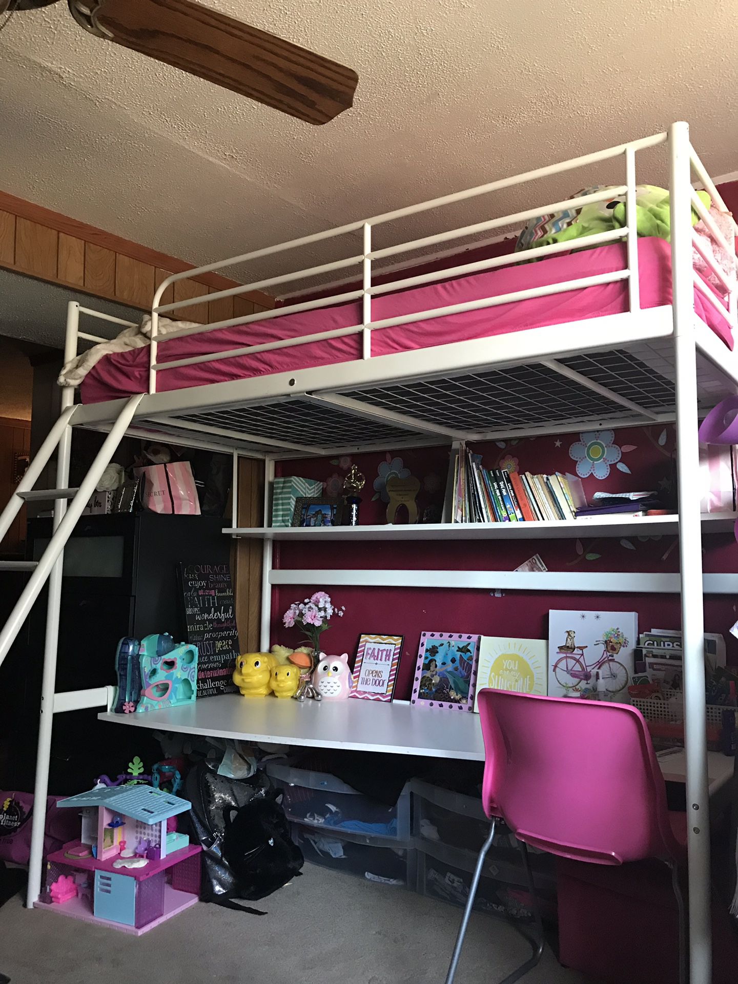 Twin White Loft Bed Frame