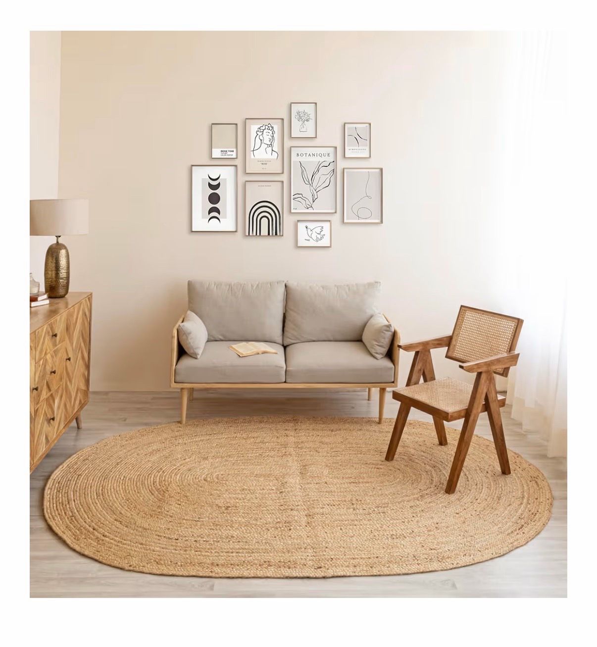 New Reversible Oval Jute Area Rug