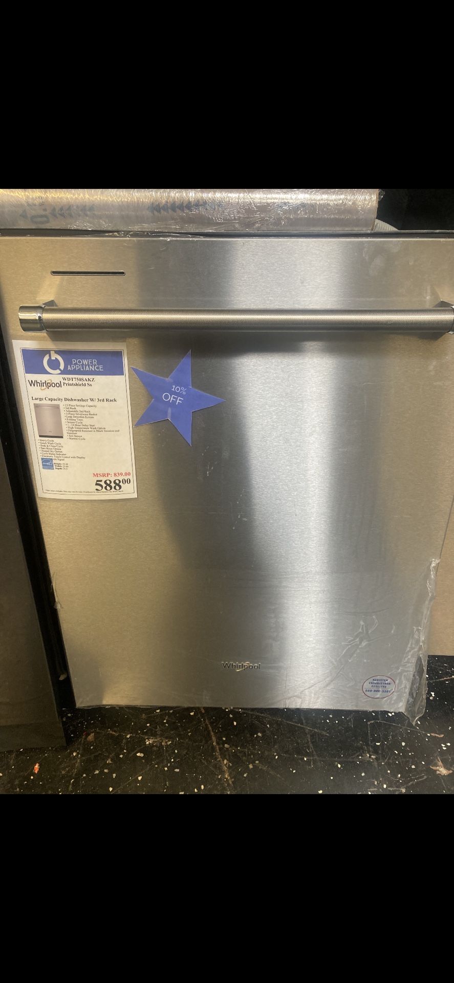 whirlpool dishwasher (warranty included)