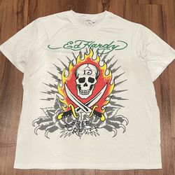 Ed Hardy Vintage Style Graphic Tee sz. L | White Streetwear Summer T-Shirt
