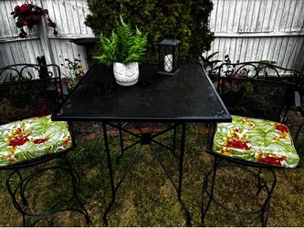 Refurbished Bar Height Wrought Iron Table Set