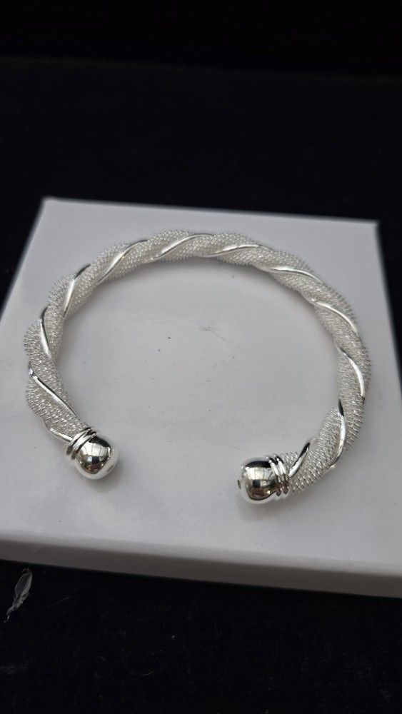 Mesh Sterling Silver Cuff.