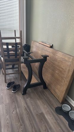 Modern dinning room table wood and iron