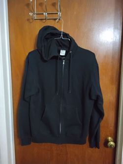 Black Zip-Up Hoodie Sweatshirt. Med