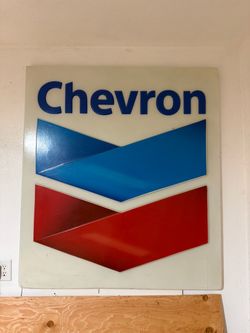 Original Chevron Gas Station Sign – Large LED Lighted Sign