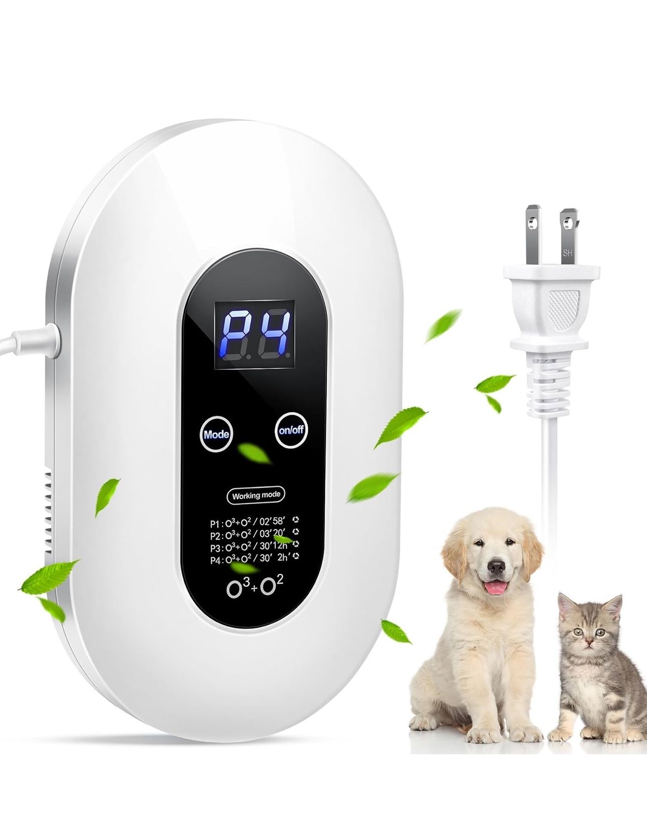 Ozone Odor Eliminator for Strong Odor 99% Cat Litter Deodorizer Dog Poof Odor Removal Air Ionizers Home Plug-in Air Purifier for Bedroom, Toilet, Kitc