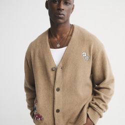 Men's Cropped Patchwork Cardigan - XXL