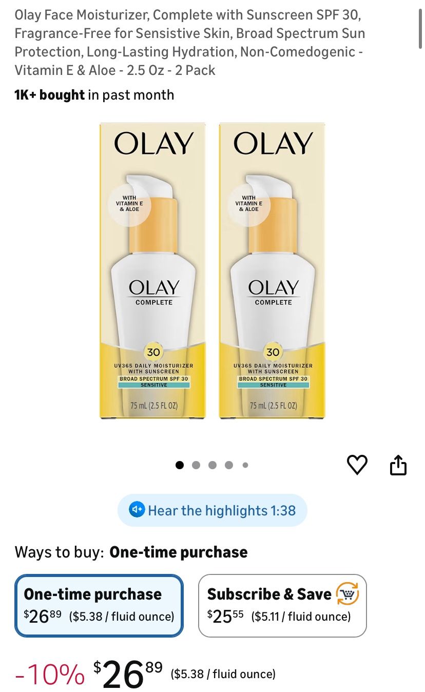 Olay Lightweight Sunscreen SPF 30