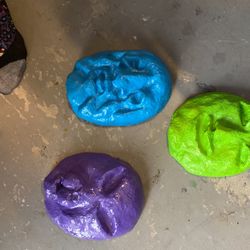 3 Bright Colored Concrete Garden Or Home Decour Mask 