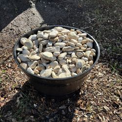 White River Rocks And Large Garden Pot 