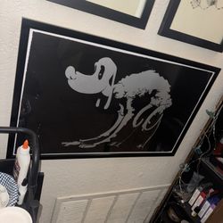 "Old Friend" by artist Ivan Solyaev. Cartoon Dog Skeleton - Framed Artwork 31.2" x 19.25"