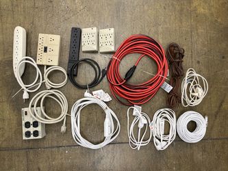 Electrical Cords, Power Strips & Surge Protectors - Lot of 13