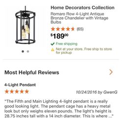 Home Decorators Collection Romaro Row 4-Light Antique Bronze Chandelier with Vintage Bulbs