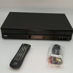 JVC ,VCR/DVD player with remote and cable. Works fine.