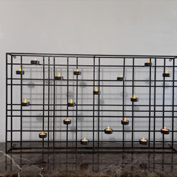 Hanging Candelabra Contemporary 3d look Metal Wall Art with Tealight Candles included