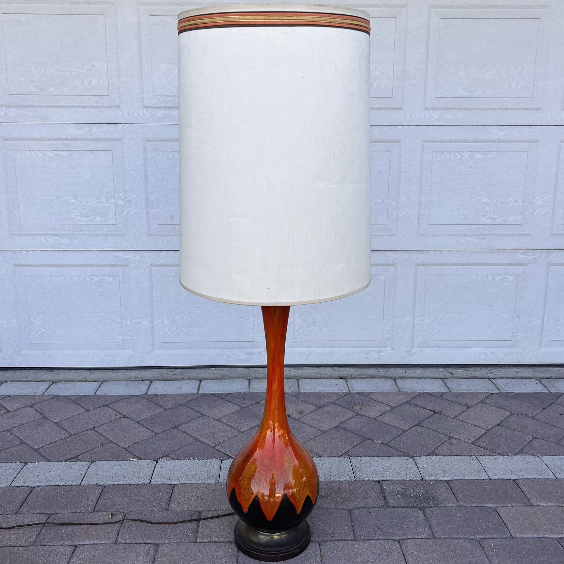Vintage Mid Century Drip Glaze Ceramic Lamp